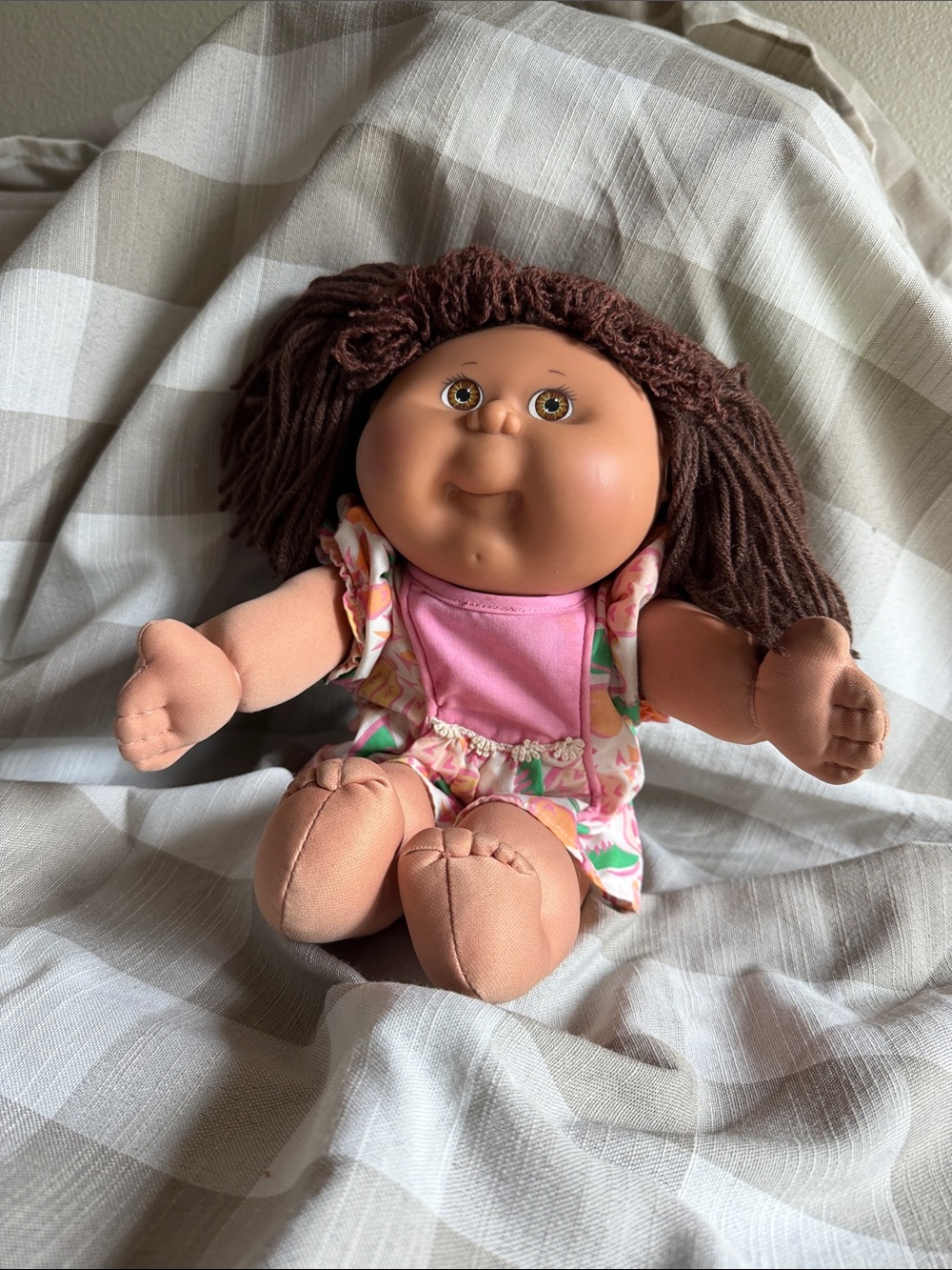 Plush Cabbage Patch–Style Girl Doll in Pink Outfit